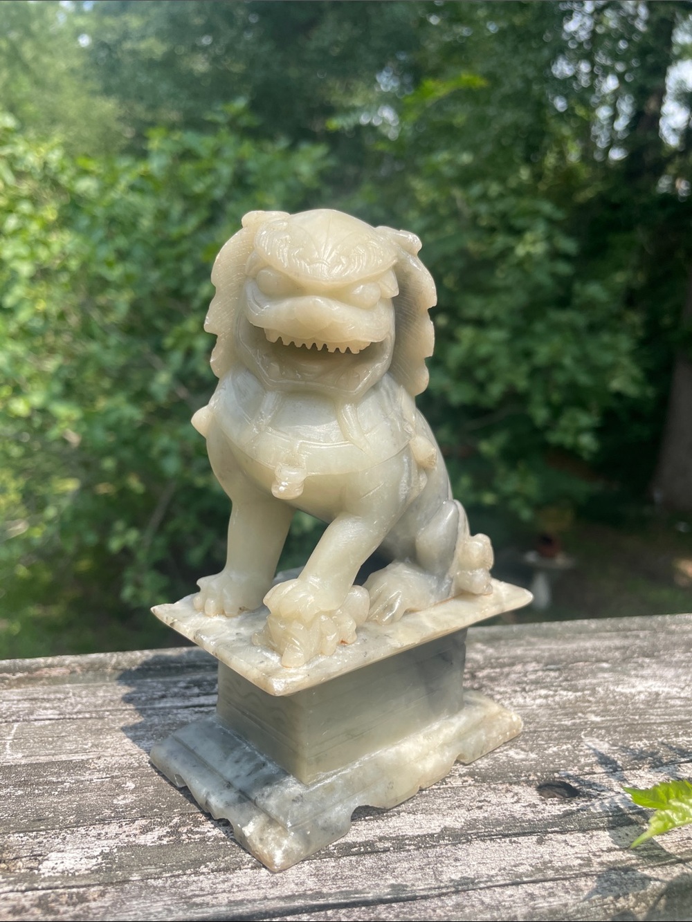 Vintage soapstone foo dog carving